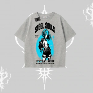 Oversize Tshirt Anime Cyberpunk Kız Baskılı