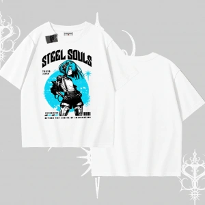 Oversize Tshirt Anime Cyberpunk Kız Baskılı