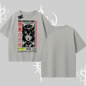 Oversize Tshirt Anime Devils Girl Japanese Style Baskılı