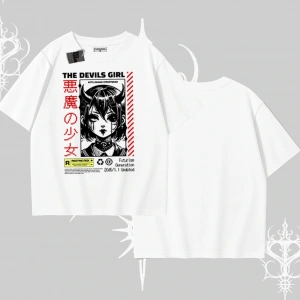 Oversize Tshirt Anime Devils Girl Japanese Style Baskılı
