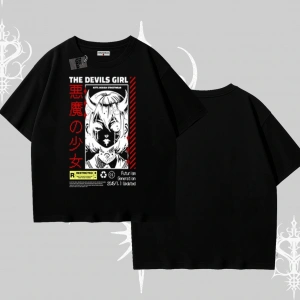 Oversize Tshirt Anime Devils Girl Japanese Style Baskılı