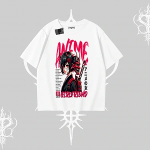 Oversize Tshirt Anime Girlfriend Kırmızı