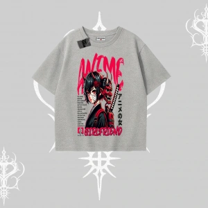 Oversize Tshirt Anime Girlfriend Kırmızı