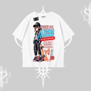 Oversize Tshirt Anime Hiker Girl Balance Is Everything Baskılı