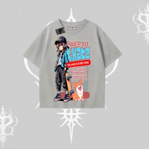 Oversize Tshirt Anime Hiker Girl Balance Is Everything Baskılı