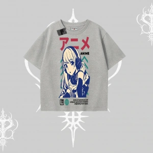 Oversize Tshirt Anime Kız Desenli Japon Tarzı