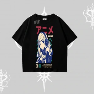 Oversize Tshirt Anime Kız Desenli Japon Tarzı