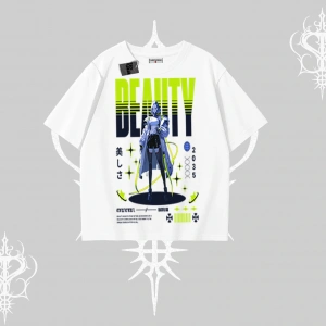 Oversize Tshirt Anime Unity Neon Detaylı Grafik Baskılı