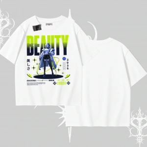 Oversize Tshirt Anime Unity Neon Detaylı Grafik Baskılı