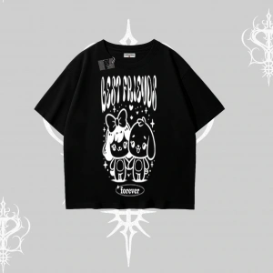 Oversize Tshirt Best Friends Forever Baskılı Sevimli Tasarım