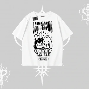 Oversize Tshirt Best Friends Forever Baskılı Sevimli Tasarım