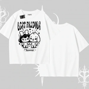 Oversize Tshirt Best Friends Forever Baskılı Sevimli Tasarım