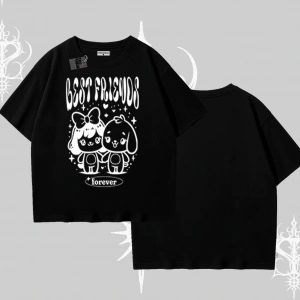 Oversize Tshirt Best Friends Forever Baskılı Sevimli Tasarım