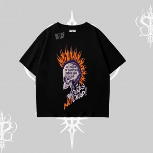 Oversize Tshirt Burning Skull Rebel Street Anthem