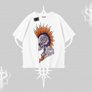 Oversize Tshirt Burning Skull Rebel Street Anthem