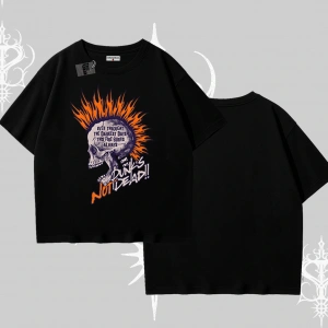 Oversize Tshirt Burning Skull Rebel Street Anthem