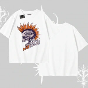 Oversize Tshirt Burning Skull Rebel Street Anthem