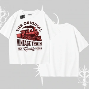 Oversize Tshirt Classic Railroad Vintage Train Street Aesthetic
