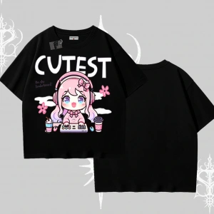Oversize Tshirt Cute Anime Gamer Girl Baskılı