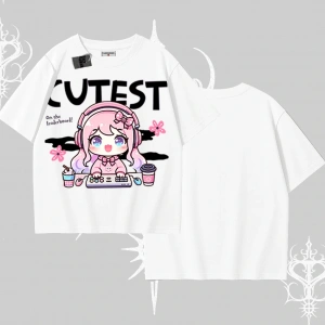Oversize Tshirt Cute Anime Gamer Girl Baskılı