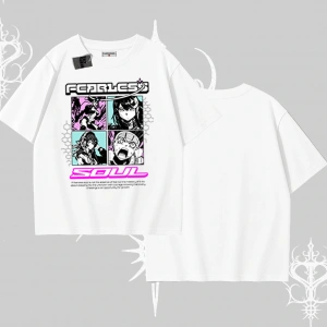 Oversize Tshirt Fearless Soul Anime Kolaj Baskılı