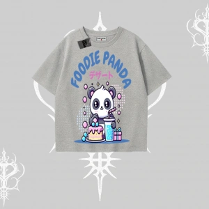 Oversize Tshirt Foodie Panda Tatlı ve Sevimli Panda Baskılı