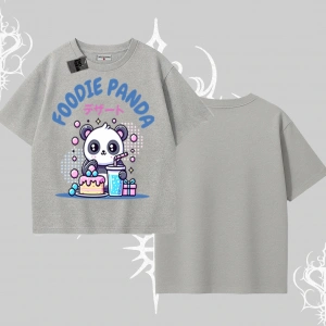 Oversize Tshirt Foodie Panda Tatlı ve Sevimli Panda Baskılı