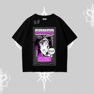 Oversize Tshirt Games Schoolgirl Anime Baskılı