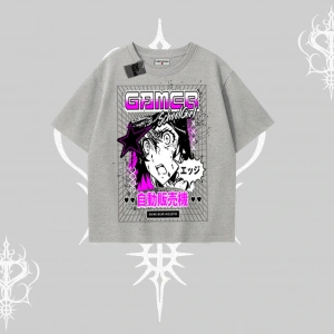 Oversize Tshirt Games Schoolgirl Anime Baskılı