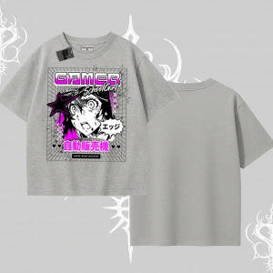 Oversize Tshirt Games Schoolgirl Anime Baskılı