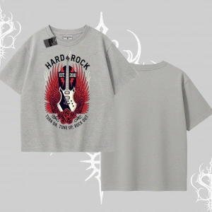 Oversize Tshirt Hard Rock Winged Guitar Rebellion