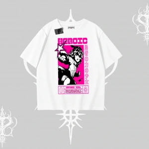 Oversize Tshirt Heroic Anime Girl Japon Stil Grafik Baskılı
