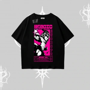 Oversize Tshirt Heroic Anime Girl Japon Stil Grafik Baskılı