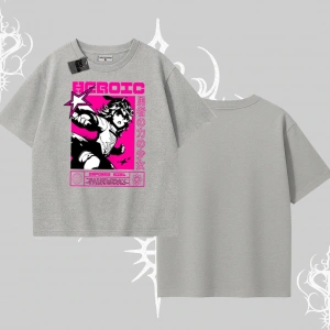 Oversize Tshirt Heroic Anime Girl Japon Stil Grafik Baskılı