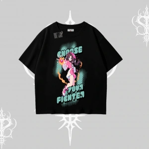 Oversize Tshirt Oversize  Anime Kız Desenli Japon Stil