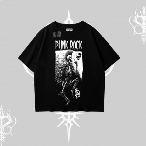 Oversize Tshirt Punk Rock Chaos Skeleton Riot