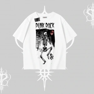 Oversize Tshirt Punk Rock Chaos Skeleton Riot