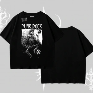 Oversize Tshirt Punk Rock Chaos Skeleton Riot