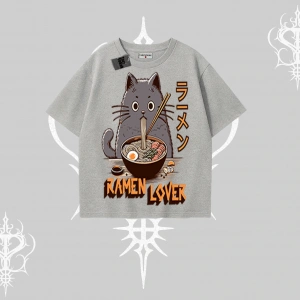Oversize Tshirt Ramen Lover Kedi Anime Baskılı