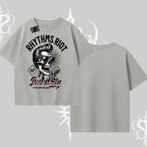 Oversize Tshirt Rhythms Riot Vintage Rockabilly Skull Street Aesthetic