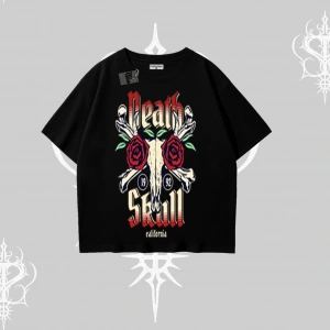 Oversize Tshirt Skull & Roses Vintage West Coast Rebellion