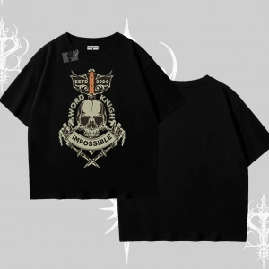 Oversize Tshirt Sword Knight Skull Impossible Street Creed