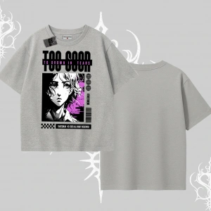 Oversize Tshirt Too Good Anime Girl Grafik Baskılı