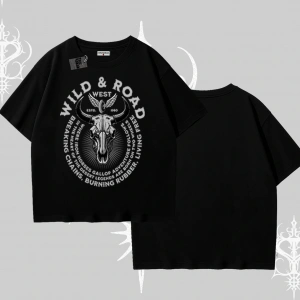 Oversize Tshirt Wild & Road Western Skull Biker Street Culture