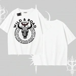Oversize Tshirt Wild & Road Western Skull Biker Street Culture