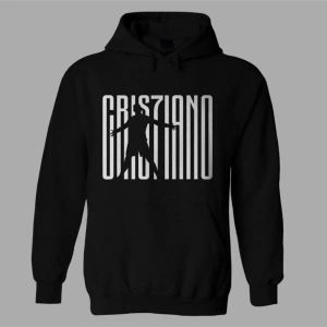 Oversize Unisex Siyah Cristiano Ronaldo Hoodie