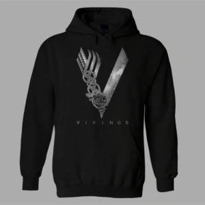 Oversize Vikings Siyah Hoodie