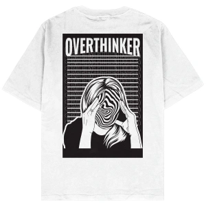 Overthinker Beyaz Oversize Unisex T-shirt