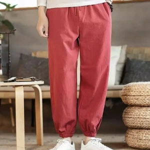 Özel Tasarım Japon Yeni Trend %100 Pamuk Tam Kışlık Şalvar Erkek Eşofman Altı