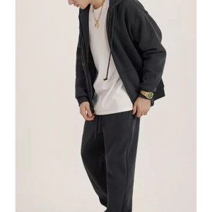 Özel Tasarım Kapüşonlu Tam Fermuarlı %100 Pamuk Oversize Gothıc Erkek Eşofman Takımı